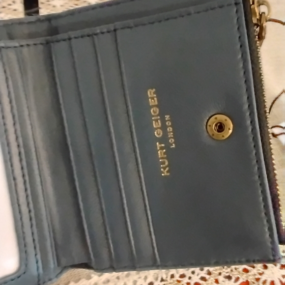 Kurt Geiger Blue Woven Denim Zip Wallet - Picture 6 of 10